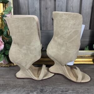 Azalea Wang Raffaello Beige Cutout Sandal Boots Women's Size 7 Open Toe Heels